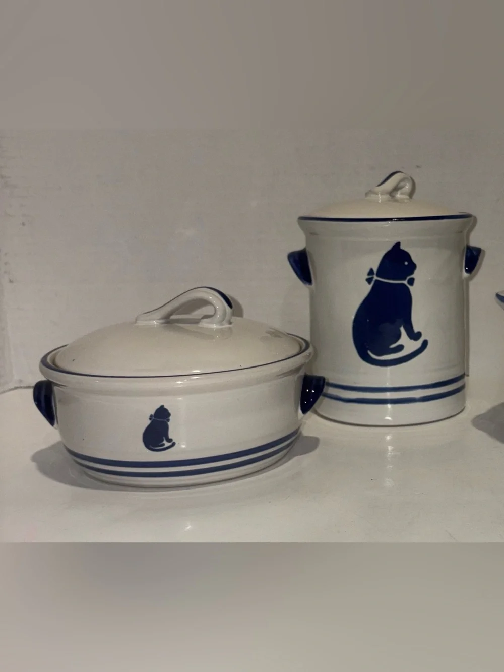 Vintage International House 1982 Country Blue Serving Dish & Canister with Lid